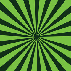 Sunburst background. Green sunbeam. Wallpaper with green sun burst. Backdrop for circus. Starburst with sunlight. Abstract retro background.