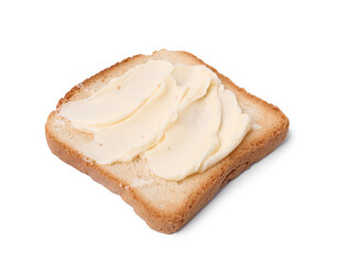 Tasty toast bread with butter isolated on white