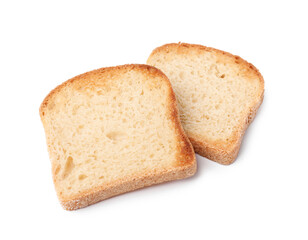 Two pieces of fresh toast bread isolated on white