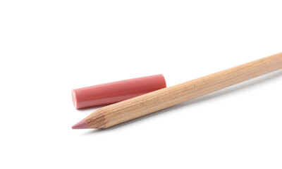 One lip pencil isolated on white. Cosmetic product