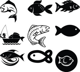 Fish Bundel simple icon. Vector ICON all icon Viktor	