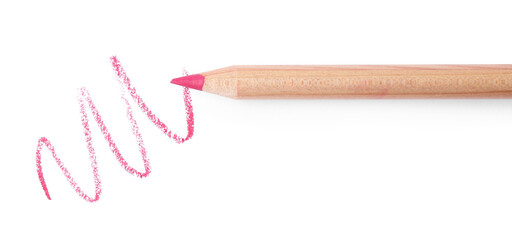 One beautiful lip pencil and strokes isolated on white, top view