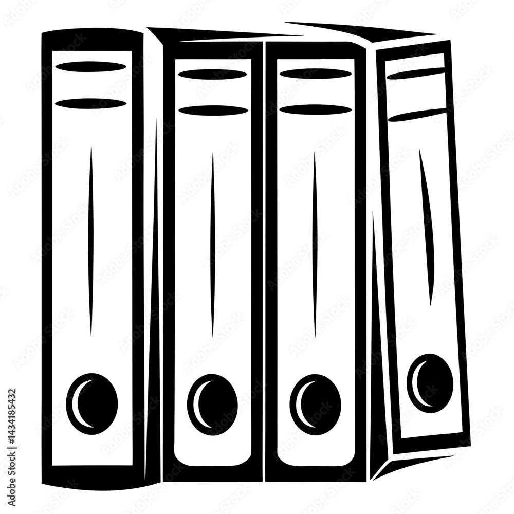 Poster organized files and folders neatly arranged in a row for document storage