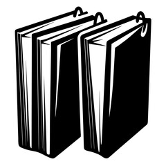 Monochromatic Illustration of Two Ring Binders Stacked Neatly on a White Background
