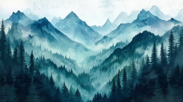 Watercolor Berglandschaft