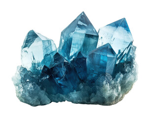 Discovering stunning blue crystals nature gemstone clear view mineral beauty isolated on...
