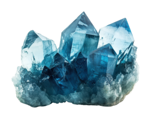 Discovering stunning blue crystals nature gemstone clear view mineral beauty isolated on transparent background