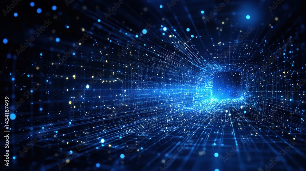 Poster digital network tunnel visualization