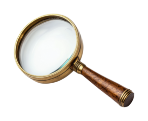 Investigating details with a magnifying glass product bright light isolated on transparent background