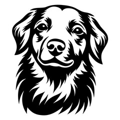 Elegant Black and White Vector Illustration of a Golden Retriever Head