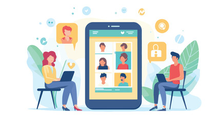 vector logo Online Meeting Illustration