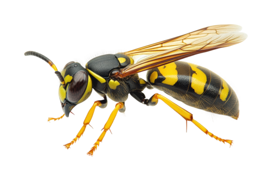 Vibrant yellow jacket wasp natural habitat insect isolated on transparent background