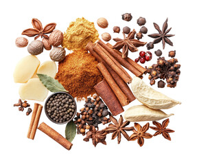 Exotic spice blends culinary arts food kitchen isolated on transparent background