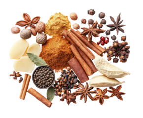 Exotic spice blends culinary arts food kitchen isolated on transparent background