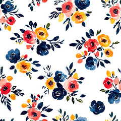 Obraz premium Watercolor floral pattern with vibrant summer flowers