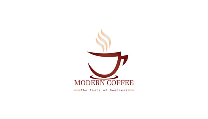 Vector illustration of coffee cup logo design on white background.