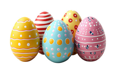 Colorful easter eggs decoration festive holiday isolated on transparent background
