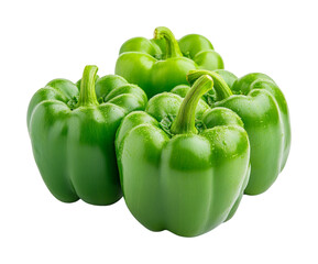 Fresh green bell peppers grocery store food bright isolated on transparent background