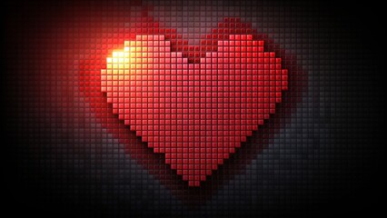 abstract pixel red heart