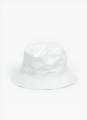 Casual White Bucket Hat Against a Minimalist Grey Background