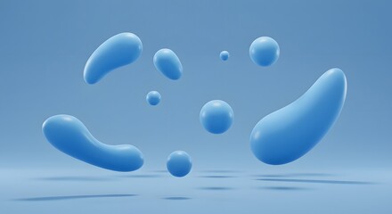 Floating Blue Shapes on Background