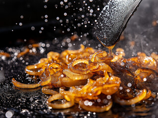 slow caramelization of onions in a pan