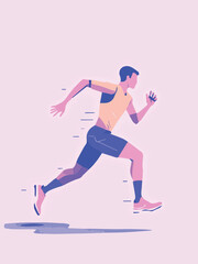 young man exercising by running