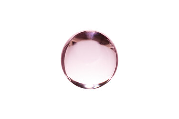 Collagen drop isolated on transparent background. Abstract pink liquid droplet for design. Hyaluronic acid gel swatch.