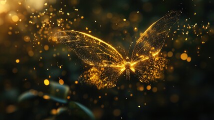 Floating Golden Fairy Dust Sparkling with Soft Radiant Light