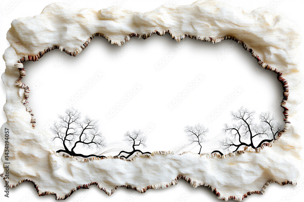 Poster torn edges handmade paper visible fibers rustic border