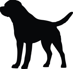 Rottweiler Dog Standing Side view Silhouette Illustration Vector