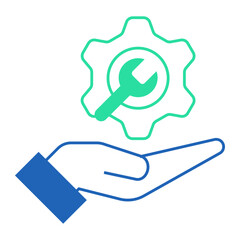 Support and Repair Offering. Hand presenting gear and wrench icon for repair and service availability