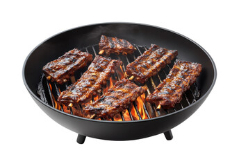 Grilling ribs outdoors backyard bbq food summer vibes isolated on transparent background