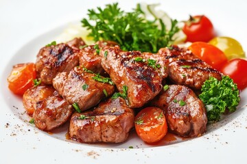 Fototapeta premium Meat dishes. AI generated illustration.