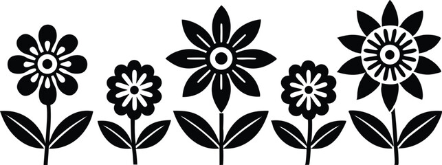 Flower Silhouette Glyph Icon Set – Botanical, Nature & Floral Vector Symbols


