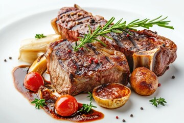 Meat dishes. AI generated illustration.