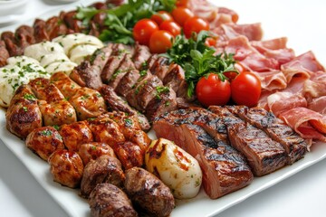 Meat dishes. AI generated illustration.