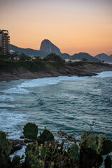 Coastal View from Pedra do Arpoador with Sugarloaf Mountain at Sunset - Rio de Janeiro, Brazil