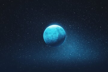 Obraz premium Full moon in a blue atmosphere with mist, creating a tranquil and mysterious nighttime scene.