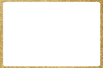 Golden frame border. Wedding invitation, birthday greeting and Christmas holiday celebration card realistic vector decoration or background. Luxury rectangle border, premium golden photo frame
