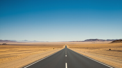Fototapeta premium The image shows an empty road in the middle of nowhere