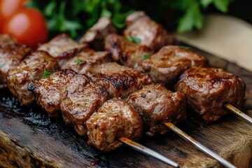 Meat on skewer. AI generated illustration.