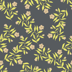 Christmas seamless pattern with berry and pine branch, winter design, hand drawn elements