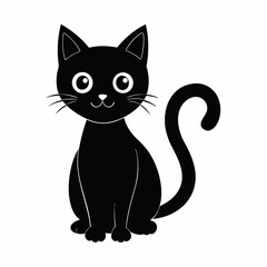 Fototapeta premium A silhouette of a black cat walking against a stark white background. The minimalist design emphasizes contrast and elegant feline motion.