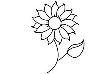 Continuous line sunflower drawing