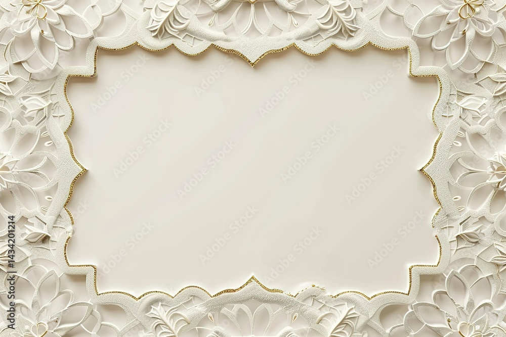Poster floral border frame with gold trim creating an elegant space for text or image