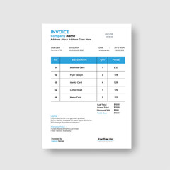 Sleek & Modern Invoice Template – Professional, Editable & Print Ready Design