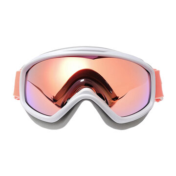 Realistic image of premium skiing goggles for narrow face shapes, featuring a low-profile design on transparent png background. Ai generated