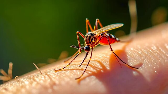 Mosquito, disease transmission, insect bite. Vector control. Mosquitos spread dengue fever worldwide. Insect repellent reduces malaria risk. Public health initiatives counter Zika virus.