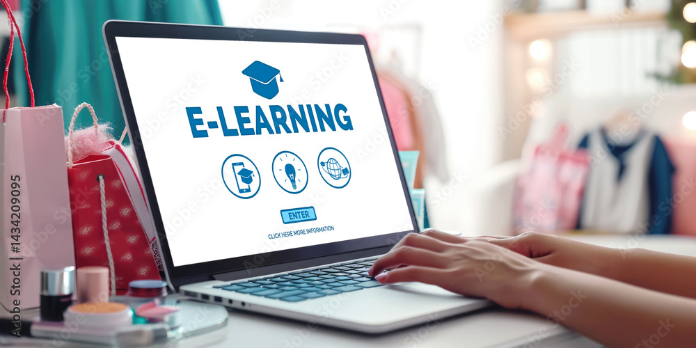 Poster e-learning website with brisk sofware for student to study online on the internet network